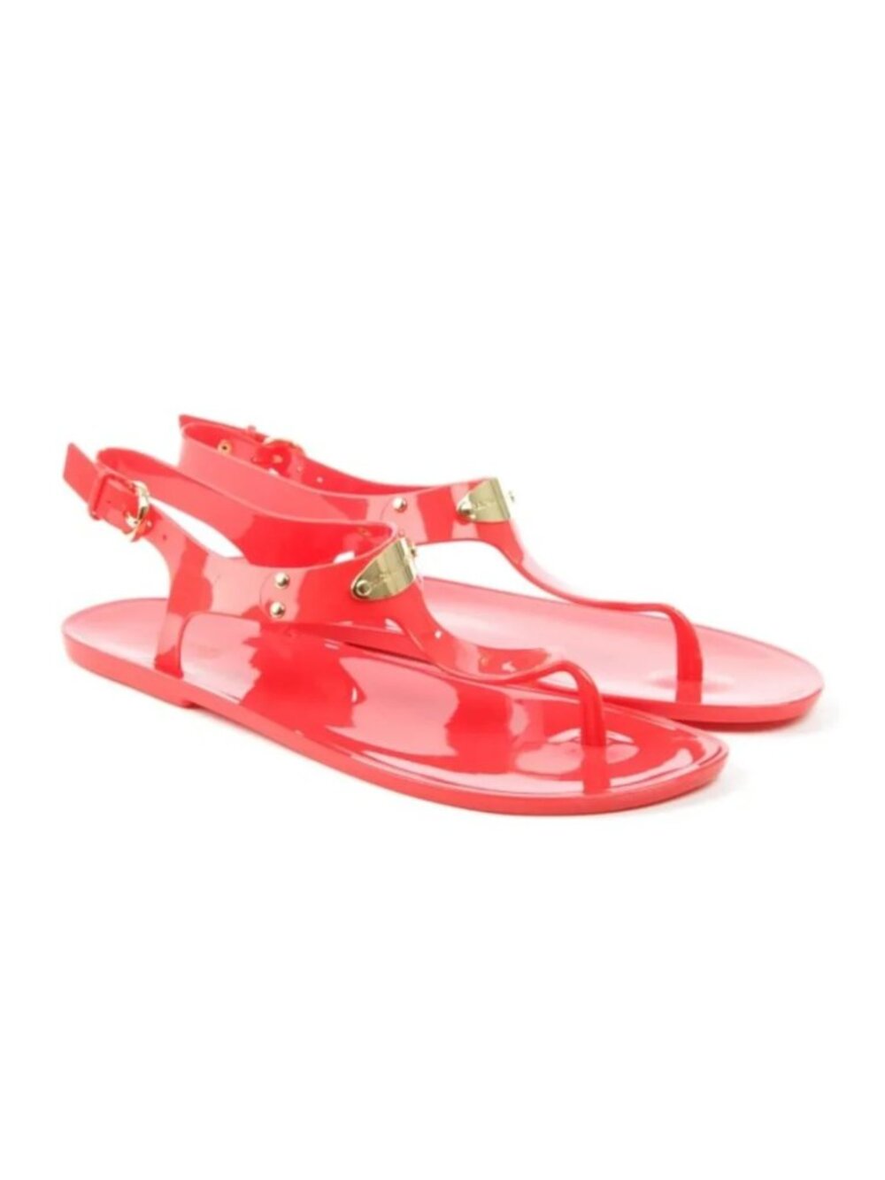 NEW MICHAEL KORS Plate Jelly Coral Reef Toe Post Sandal  CORAL